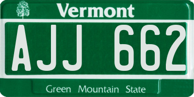VT license plate AJJ662