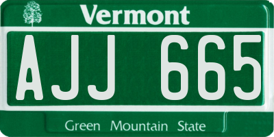 VT license plate AJJ665