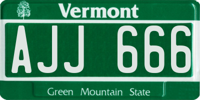 VT license plate AJJ666