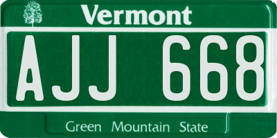 VT license plate AJJ668