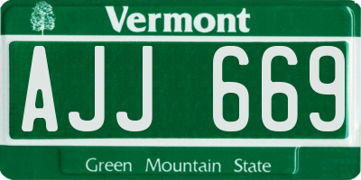 VT license plate AJJ669