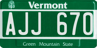 VT license plate AJJ670