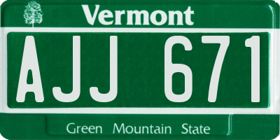 VT license plate AJJ671