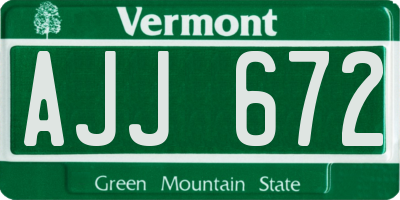 VT license plate AJJ672