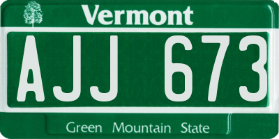 VT license plate AJJ673