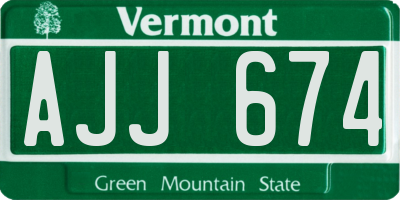 VT license plate AJJ674