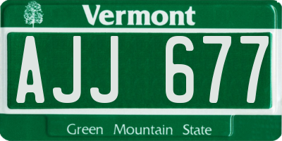 VT license plate AJJ677