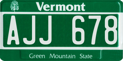 VT license plate AJJ678