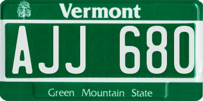 VT license plate AJJ680