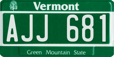 VT license plate AJJ681