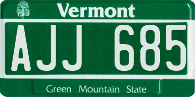 VT license plate AJJ685