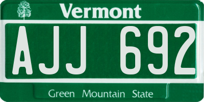 VT license plate AJJ692