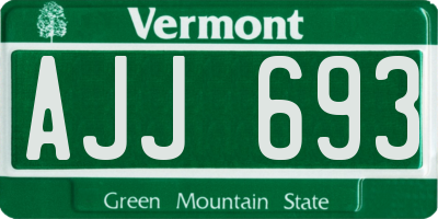 VT license plate AJJ693