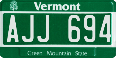 VT license plate AJJ694