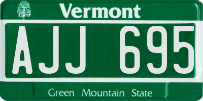 VT license plate AJJ695
