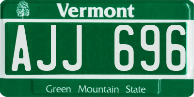 VT license plate AJJ696