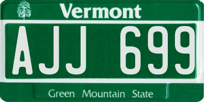 VT license plate AJJ699