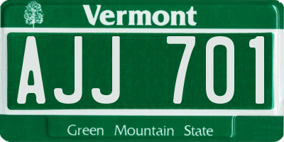 VT license plate AJJ701