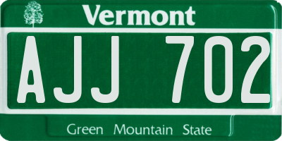 VT license plate AJJ702