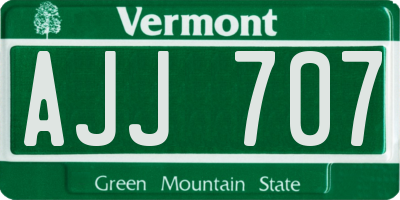 VT license plate AJJ707