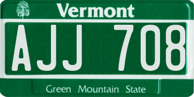 VT license plate AJJ708