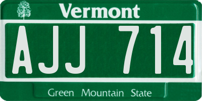 VT license plate AJJ714
