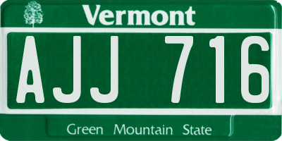 VT license plate AJJ716