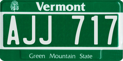VT license plate AJJ717