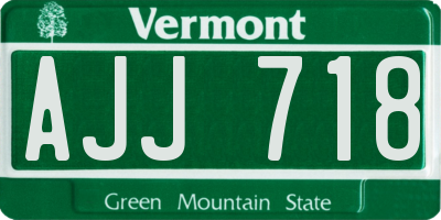 VT license plate AJJ718