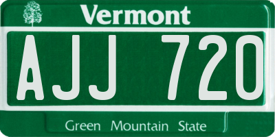 VT license plate AJJ720
