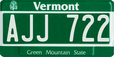 VT license plate AJJ722