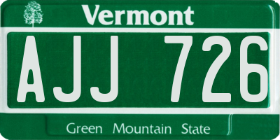 VT license plate AJJ726