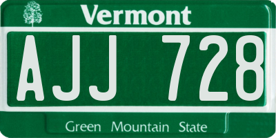 VT license plate AJJ728