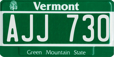 VT license plate AJJ730