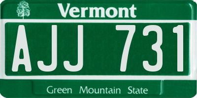 VT license plate AJJ731