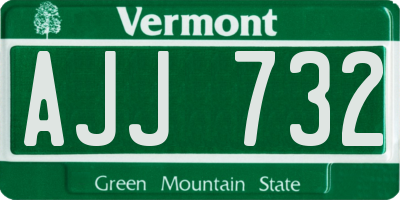 VT license plate AJJ732