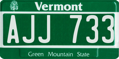 VT license plate AJJ733