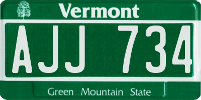 VT license plate AJJ734