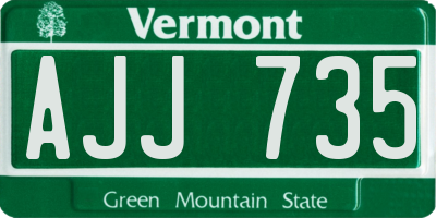VT license plate AJJ735