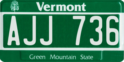 VT license plate AJJ736