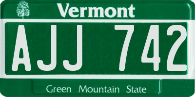 VT license plate AJJ742