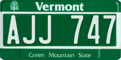 VT license plate AJJ747
