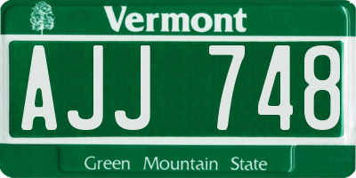VT license plate AJJ748
