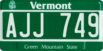 VT license plate AJJ749
