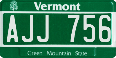 VT license plate AJJ756