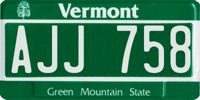 VT license plate AJJ758