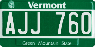 VT license plate AJJ760
