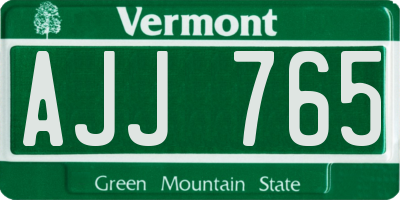 VT license plate AJJ765