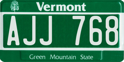 VT license plate AJJ768