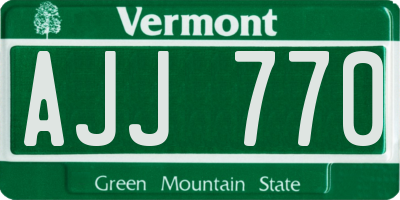 VT license plate AJJ770